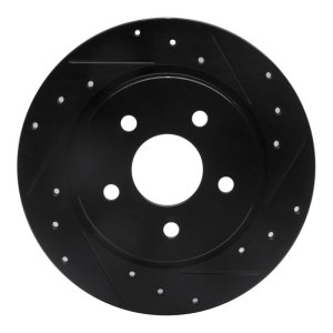 Alfa Romeo 166 Brake Rotor (1) - Rear Right - R1 Concepts - Drilled & Slotted - Black - `99-`07